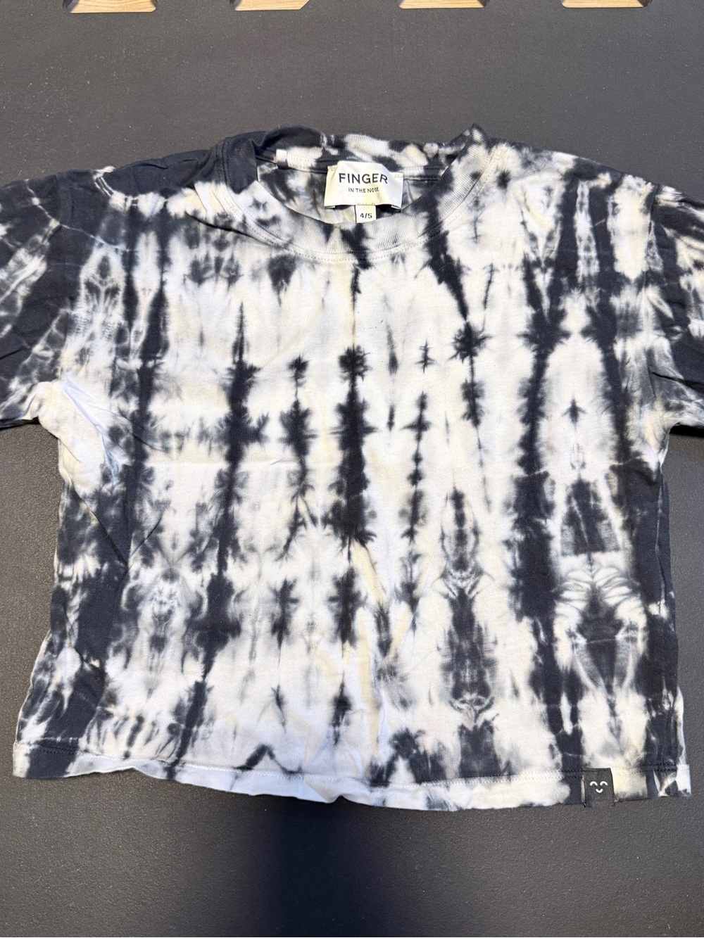 Finger In The Nose Black & White Tie-Dye Short Sleeve Tee - Kids